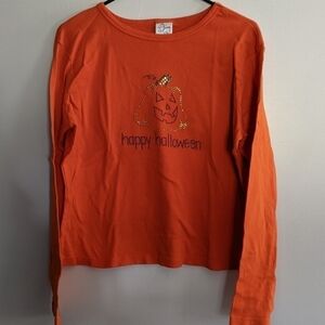 𝅺WEMOONS Halloween Long Sleeve Top with Pumpkin